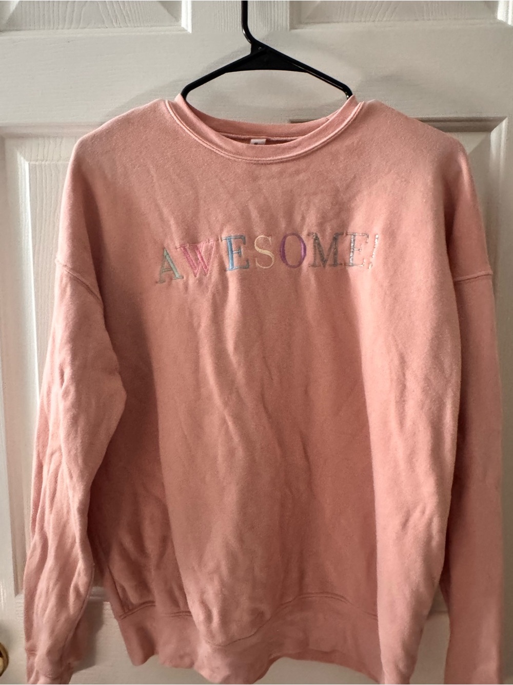 Taylor Swift Pink/Peach Crewneck "AWESOME" Embroidery